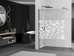 Mexen Kioto paroi de douche Walk-in 70 x 200 cm, motif blanc 8 mm, noir - 800-070-101-70-85