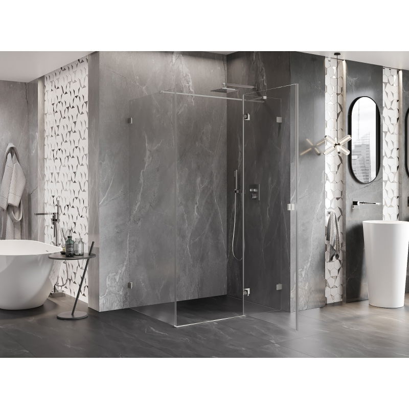 Mexen Lunar T cabine de douche battante droite 120 x 110 cm, transparent, nickel brossé - 834T-120-110-97-00-P