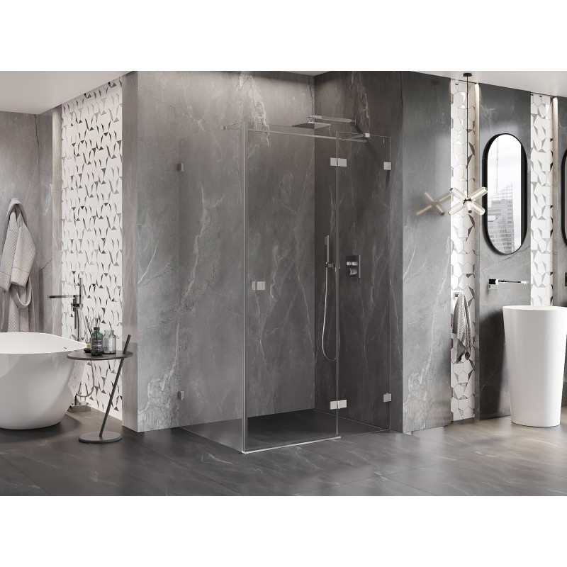 Mexen Lunar T cabine de douche pivotante droite 130 x 110 cm, transparent, nickel brossé - 834T-130-110-97-00-P