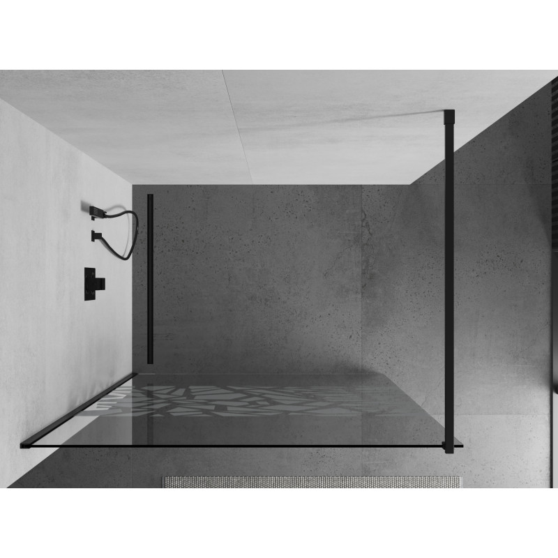 Mexen Kioto paroi de douche Walk-in 90 x 200 cm, motif blanc 8 mm, noir - 800-090-101-70-85