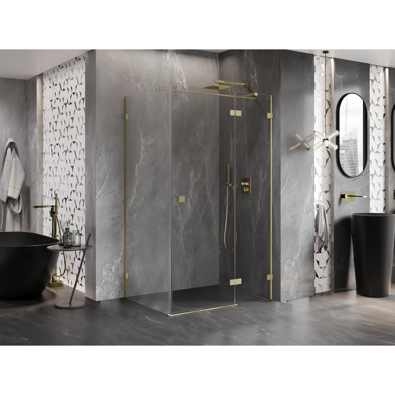 Mexen Lunar T cabine de douche pivotante droite 115 x 110 cm, transparent, or brossé - 834T-115-110-55-00-P