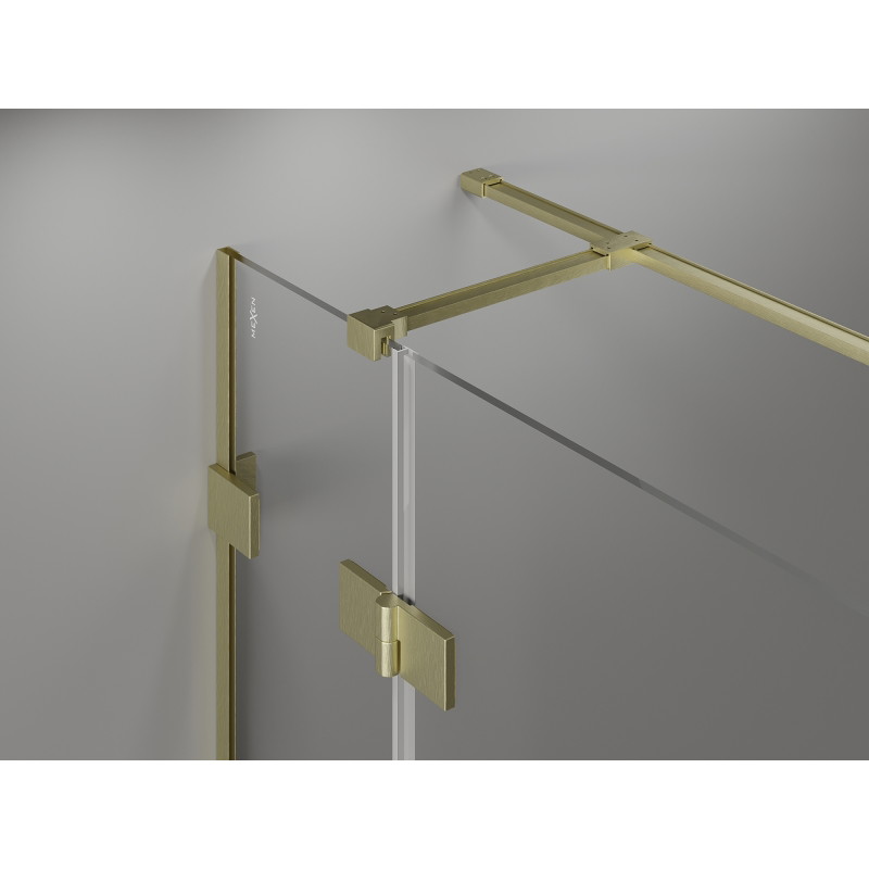 Mexen Lunar T cabine de douche pivotante droite 120 x 110 cm, transparent, or brossé - 834T-120-110-55-00-P