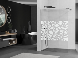 Mexen Kioto paroi de douche Walk-in 110 x 200 cm, motif blanc 8 mm, noir - 800-110-101-70-85