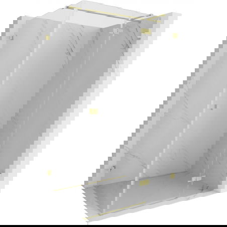 Cabine de douche droite pivotante Mexen Lunar T 135 x 110 cm, transparente, or brossé - 834T-135-110-55-00-P