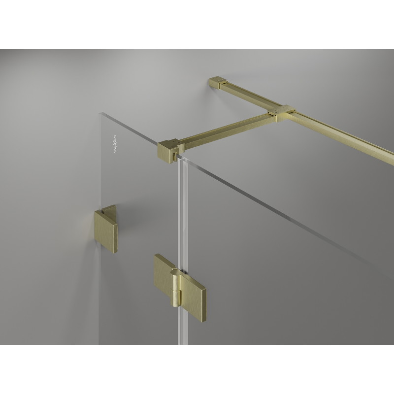 Mexen Lunar T cabine de douche pivotante droite 140 x 110 cm, transparent, or brossé - 834T-140-110-55-00-P