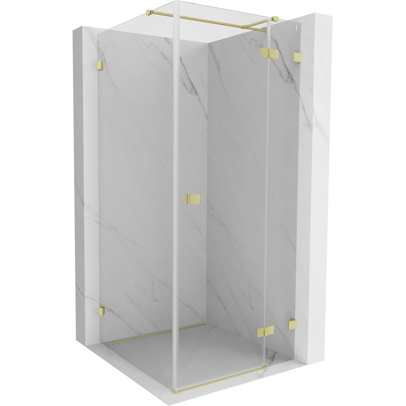 Cabine de douche pivotante droite Mexen Lunar T 120 x 120 cm, transparent, doré brossé - 834T-120-120-55-00-P