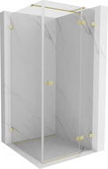 Cabine de douche pivotante droite Mexen Lunar T 120 x 120 cm, transparent, doré brossé - 834T-120-120-55-00-P