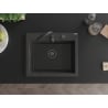 Mexen Elix évier de cuisine en granit à 1 bac 600 x 500 mm, noir moucheté, siphon noir - 6525601005-76-B