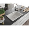 Mexen Elix évier de cuisine en granit 1-bac 700 x 500 mm, blanc, siphon chromé - 6526701005-20