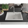 Mexen Elix évier de cuisine en granit 1-bac 700 x 500 mm, blanc, siphon chromé - 6526701005-20