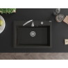 Mexen Elix évier en granit 1 bac 700 x 500 mm, noir/or métallique, siphon chromé - 6526701005-75