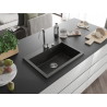 Mexen Elix évier en granit 1 bac 700 x 500 mm, noir/or métallique, siphon chromé - 6526701005-75