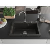 Mexen Elix évier en granit 1 bac 700 x 500 mm, noir/or métallique, siphon chromé - 6526701005-75