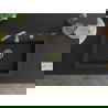 Mexen Elix évier en granit 1 bac 700 x 500 mm, noir/argent métallique, siphon doré - 6526701005-73-G