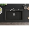 Mexen Elix Évier en granit 1 bac 800 x 500 mm, noir/doré métallique, siphon chromé - 6527801005-75