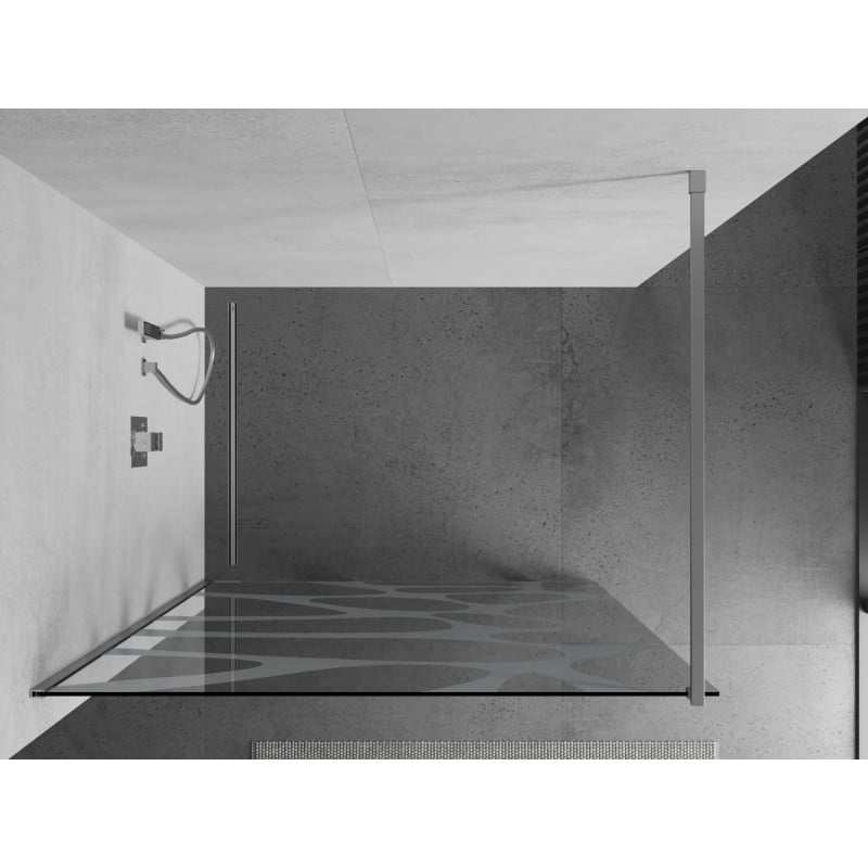Mexen Kioto paroi de douche Walk-in 140 x 200 cm, vague blanche 8 mm, chrome - 800-140-101-01-97