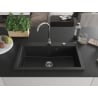 Mexen Elix évier en granit 1 bac 800 x 500 mm, noir/argent métallisé, siphon chromé - 6527801005-73