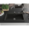 Mexen Elix Évier en granit 1 bac 800 x 500 mm, noir/doré métallique, siphon chromé - 6527801005-75