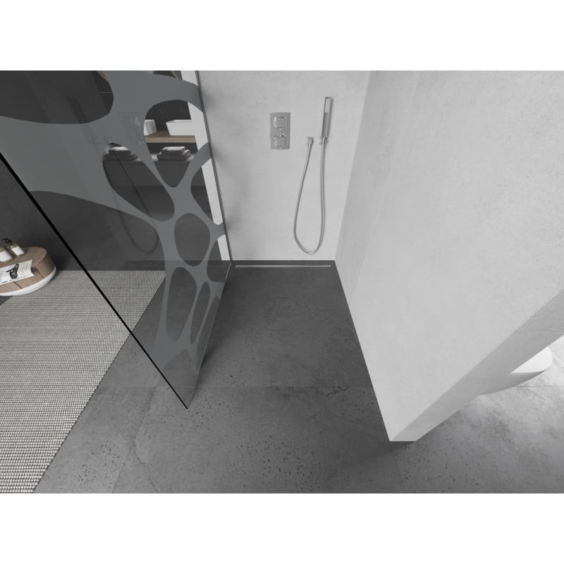 Mexen Kioto paroi de douche Walk-in 140 x 200 cm, vague blanche 8 mm, chrome - 800-140-101-01-97
