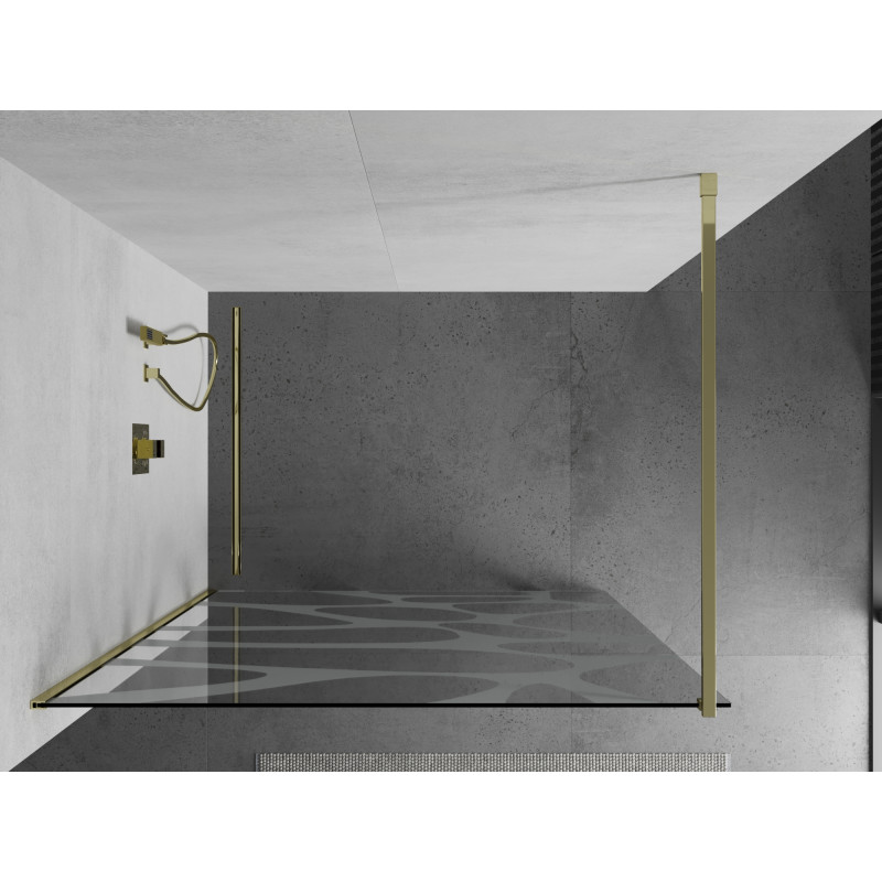 Mexen Kioto paroi de douche Walk-in 80 x 200 cm, vague blanche 8 mm, dorée - 800-080-101-50-97
