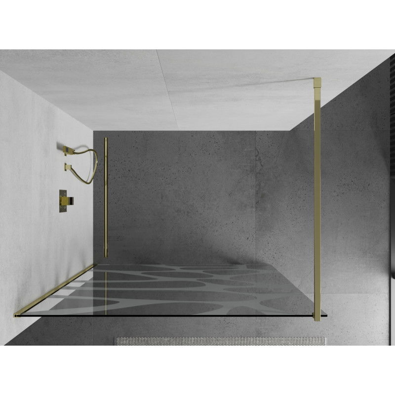 Mexen Kioto paroi de douche Walk-in 100 x 200 cm, vague blanche 8 mm, or - 800-100-101-50-97