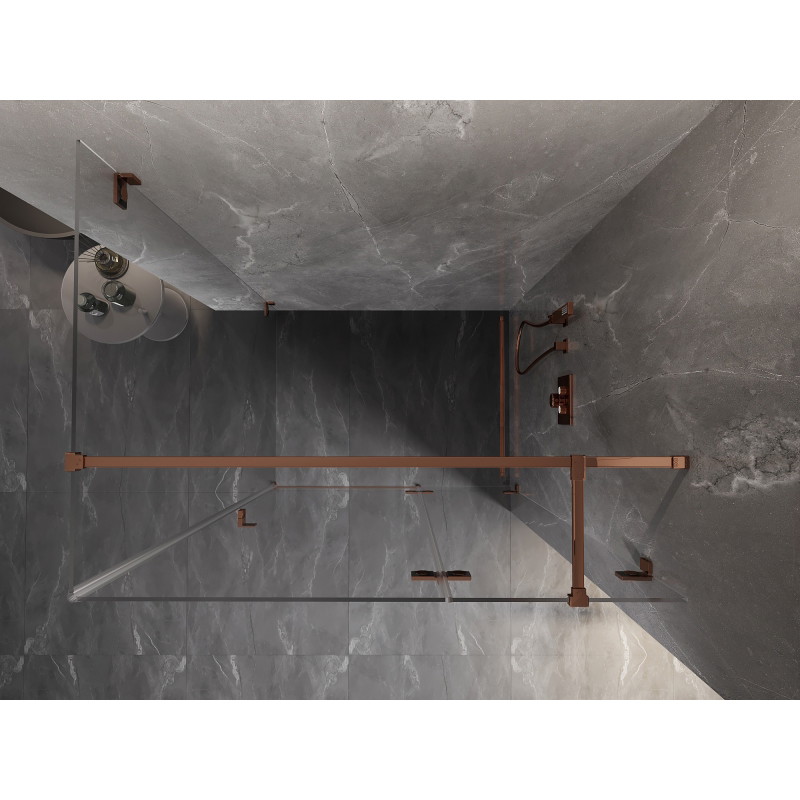 Mexen Lunar T cabine de douche pivotante droite 140 x 90 cm, transparent, or rose - 834T-140-090-60-00-P