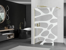 Mexen Kioto paroi de douche Walk-in 120 x 200 cm, vague blanche 8 mm, dorée - 800-120-101-50-97