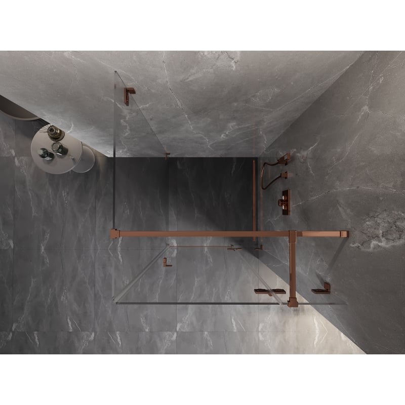 Mexen Lunar T cabine de douche pivotante droite 110 x 110 cm, transparent, or rose - 834T-110-110-60-00-P