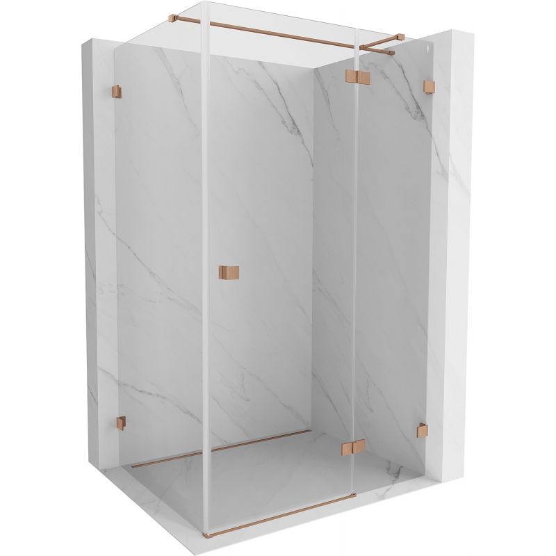 Mexen Lunar T cabine de douche pivotante droite 135 x 70 cm, transparente, cuivre brossé - 834T-135-070-65-00-P