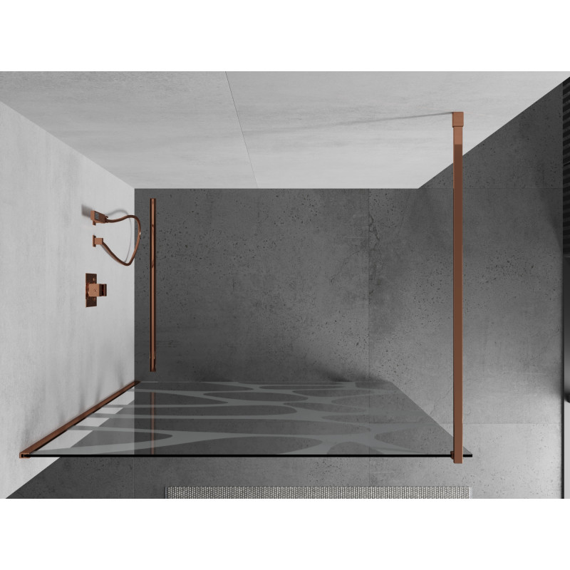 Mexen Kioto paroi de douche Walk-in 80 x 200 cm, vague blanche 8 mm, or rose - 800-080-101-60-97