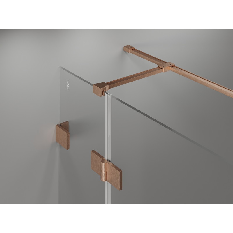 Mexen Lunar T cabine de douche pivotante droite 115 x 90 cm, transparent, cuivre brossé - 834T-115-090-65-00-P