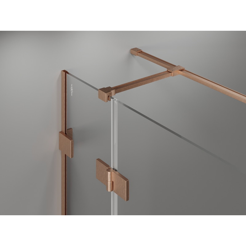 Mexen Lunar T cabine de douche pivotante droite 115 x 90 cm, transparent, cuivre brossé - 834T-115-090-65-00-P