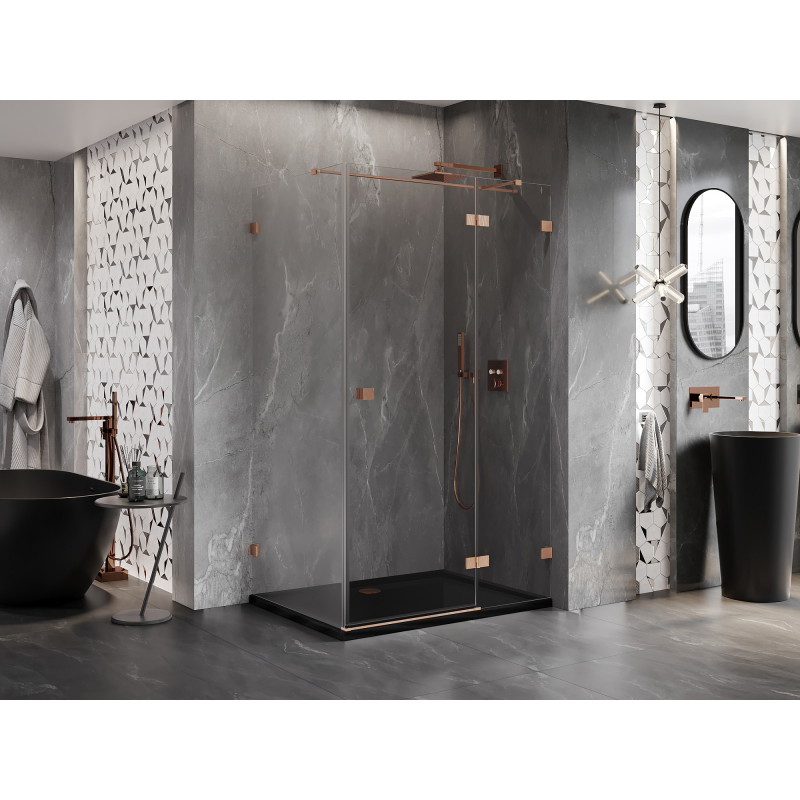 Mexen Lunar T cabine de douche pivotante droite 115 x 90 cm, transparent, cuivre brossé - 834T-115-090-65-00-P