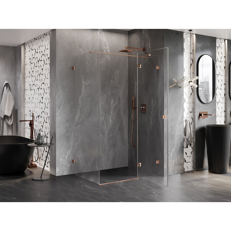 Mexen Lunar T cabine de douche pivotante droite 115 x 90 cm, transparent, cuivre brossé - 834T-115-090-65-00-P