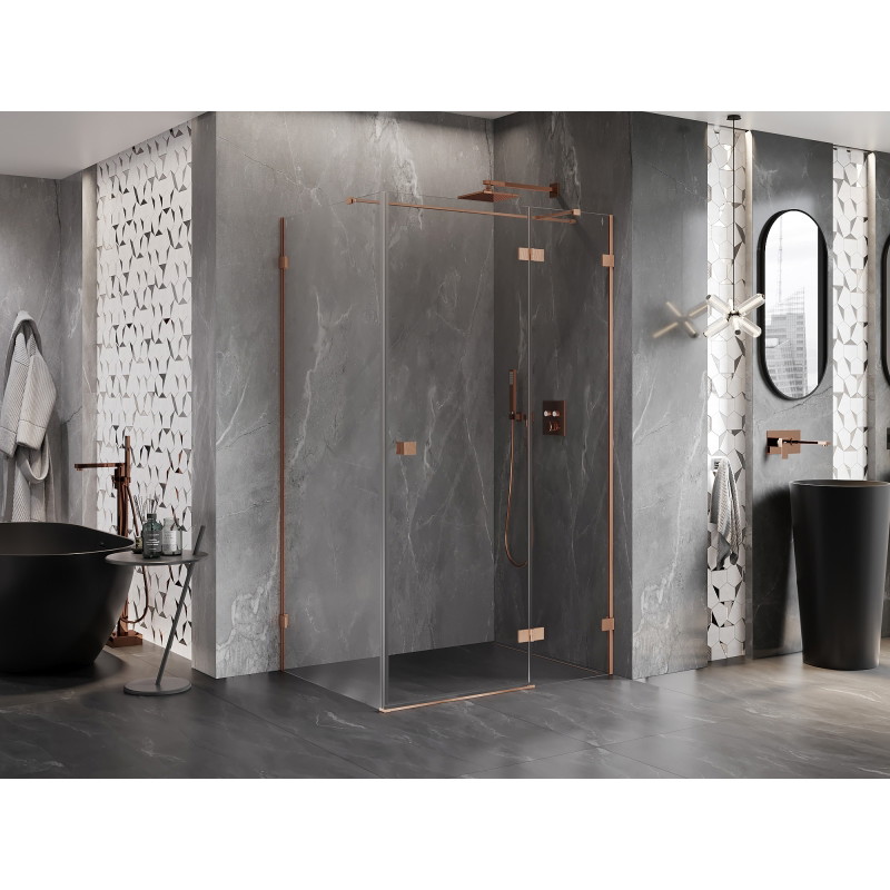 Mexen Lunar T cabine de douche pivotante droite 115 x 90 cm, transparent, cuivre brossé - 834T-115-090-65-00-P