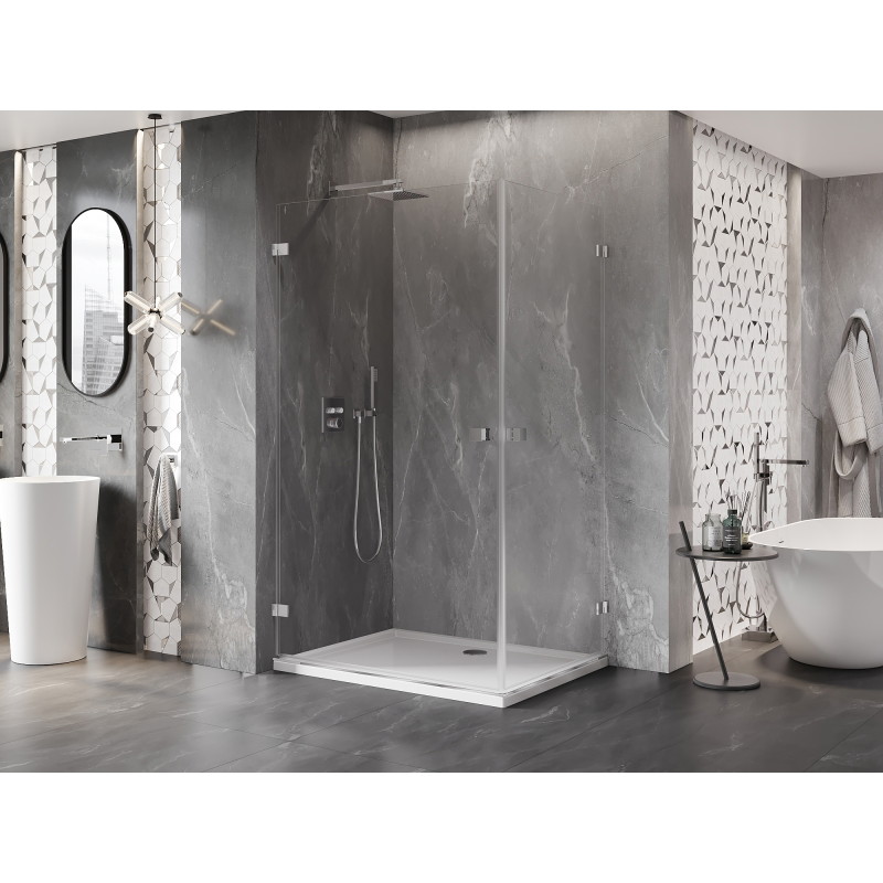 Mexen Lunar-B Duo cabine de douche pivotante 85 x 70 cm, transparent, chrome - 832-085L-070P-01-00