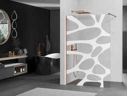 Mexen Kioto paroi de douche 140 x 200 cm, transparent/Design blanc 8 mm, Or rose - 800-140-101-60-97