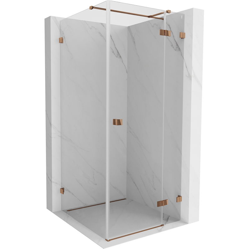 Mexen Lunar T cabine de douche pivotante droite 120 x 120 cm, transparent, or rose - 834T-120-120-60-00-P