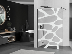 Mexen Kioto paroi de douche Walk-in 120 x 200 cm, vague blanche 8 mm, noire - 800-120-101-70-97