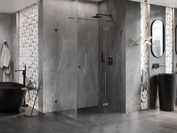Mexen Lunar T cabine de douche pivotante droite 120 x 90 cm, transparent, gris arme brossé - 834T-120-090-66-00-P