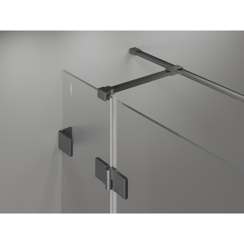 Mexen Lunar T cabine de douche pivotante droite 125 x 110 cm, transparent, gris canon brossé - 834T-125-110-66-00-P