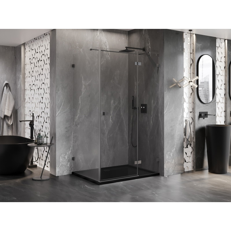 Mexen Lunar T cabine de douche pivotante droite 125 x 110 cm, transparent, gris canon brossé - 834T-125-110-66-00-P