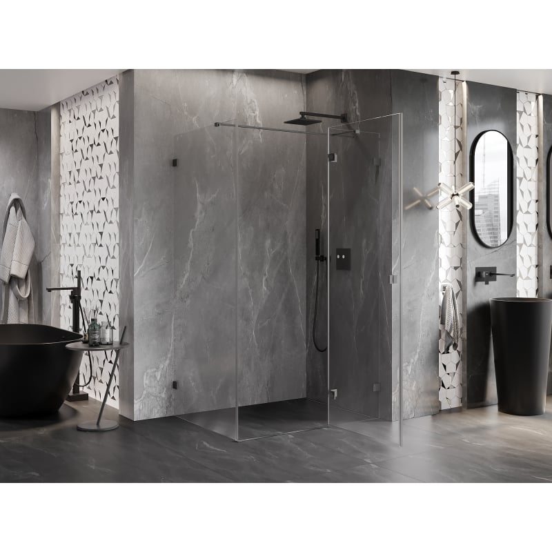 Mexen Lunar T cabine de douche pivotante droite 125 x 110 cm, transparent, gris canon brossé - 834T-125-110-66-00-P