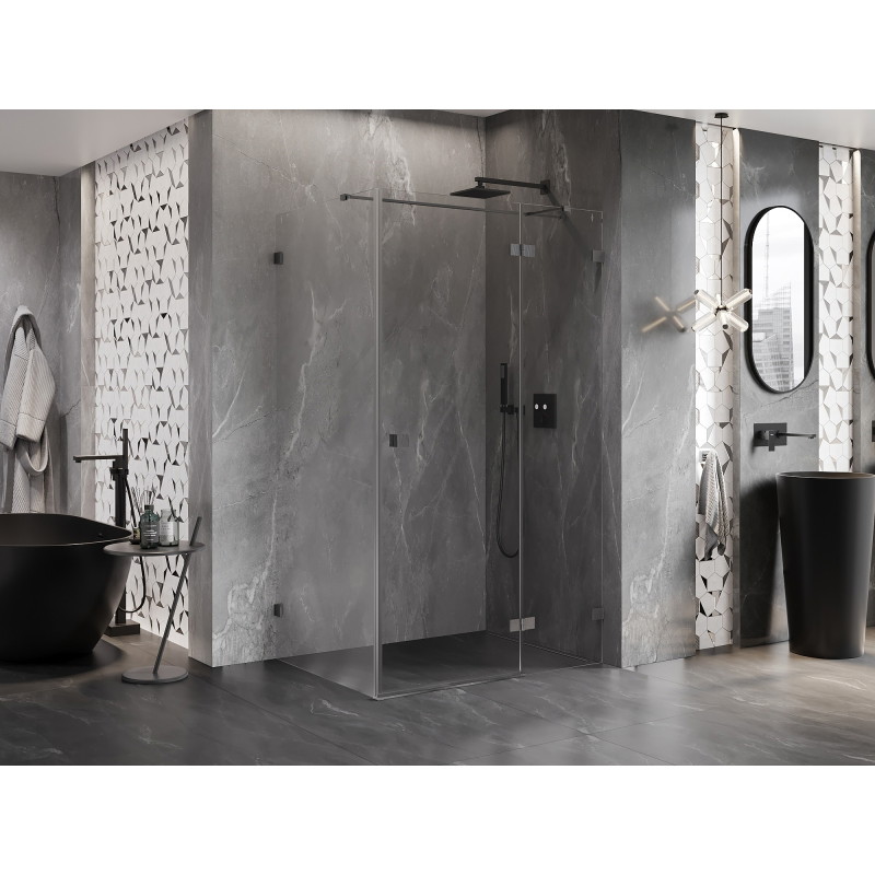 Mexen Lunar T cabine de douche pivotante droite 125 x 110 cm, transparent, gris canon brossé - 834T-125-110-66-00-P