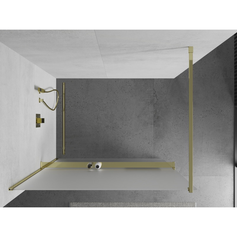 Mexen Kioto+ paroi de douche avec étagère Walk-in 120 x 200 cm, givre, or - 800-120-121-50-30