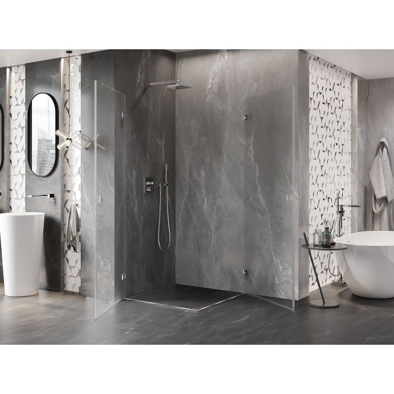 Mexen Lunar-B Duo cabine de douche à battants 95 x 95 cm, transparent, chrome - 832-095L-095P-01-00