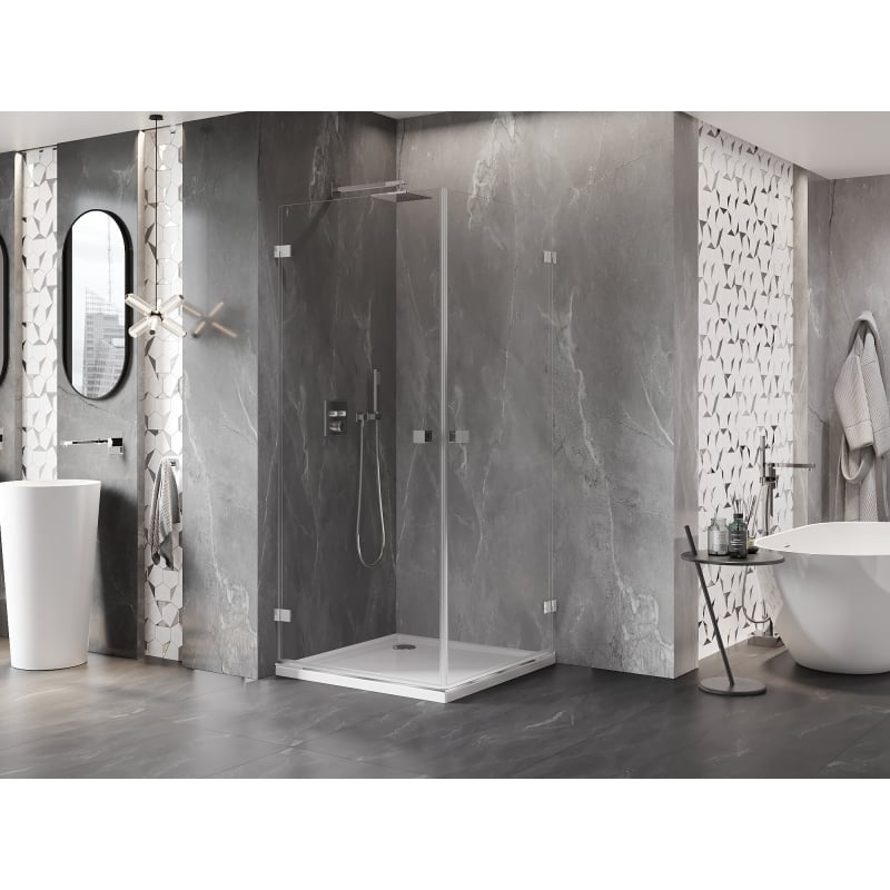 Mexen Lunar-B Duo cabine de douche pivotante 100 x 100 cm, transparent, chrome - 832-100L-100P-01-00