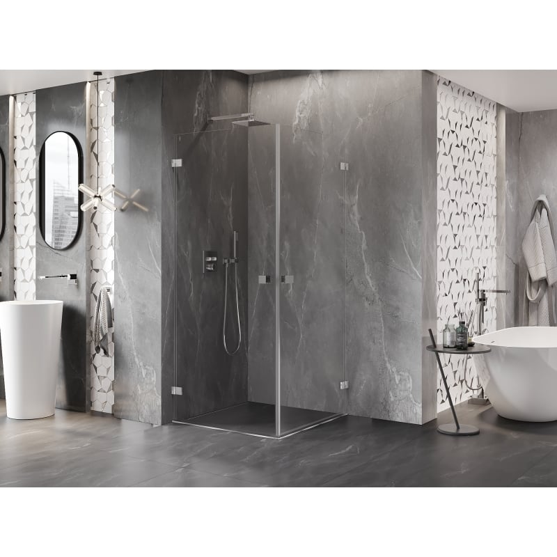 Mexen Lunar-B Duo cabine de douche pivotante 100 x 100 cm, transparent, chrome - 832-100L-100P-01-00