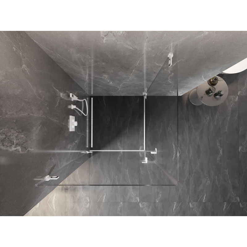 Mexen Lunar-B Duo cabine de douche pivotante 70 x 70 cm, transparent, blanc - 832-070L-070P-20-00