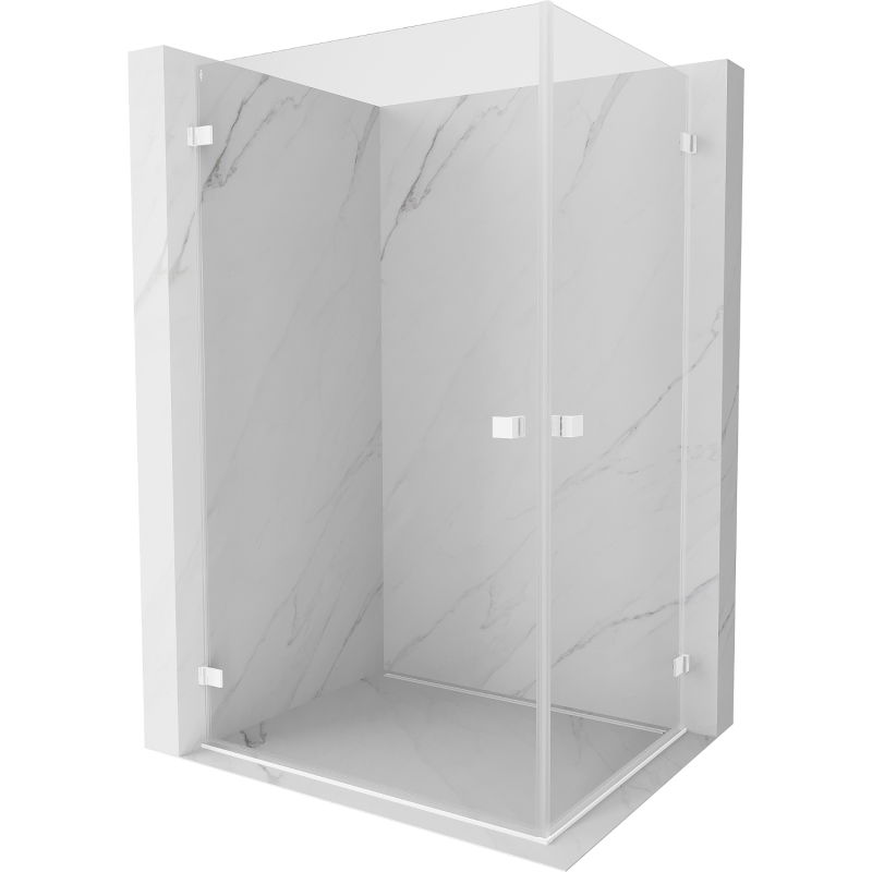 Cabine de douche pivotante Mexen Lunar-B Duo 85 x 70 cm, transparent, blanc - 832-085L-070P-20-00